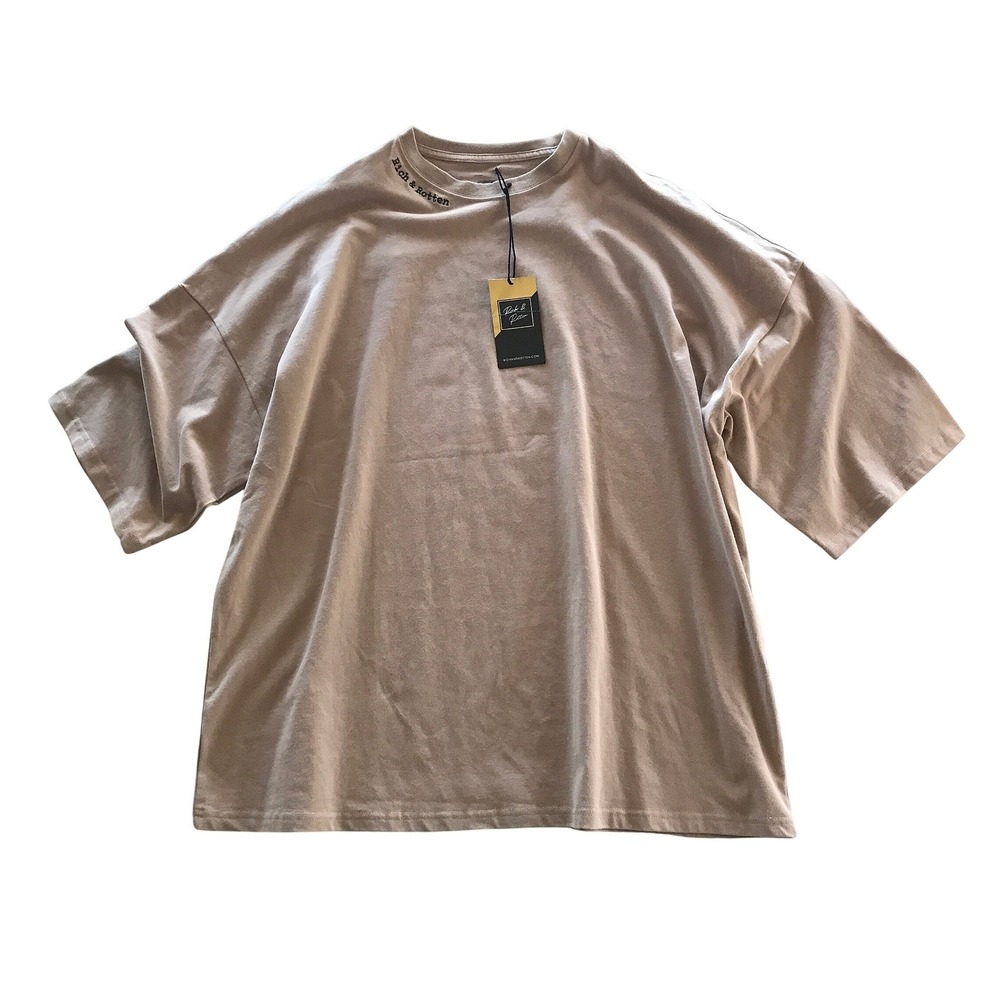 Rich & Rotten Mens Oversized T-Shirt XX-Large Tan Beige Combed Cotton NWT